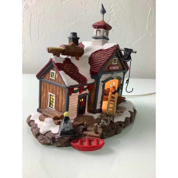 VTG Santa’s workbench collection Boat Shop Towne Series porcelain village * - Picture 3 of 12